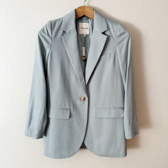 Madewell Larsen Drapeweave Single
Button Tailored Jacket Blazer Overcast Blue XS - Picture 2 of 12